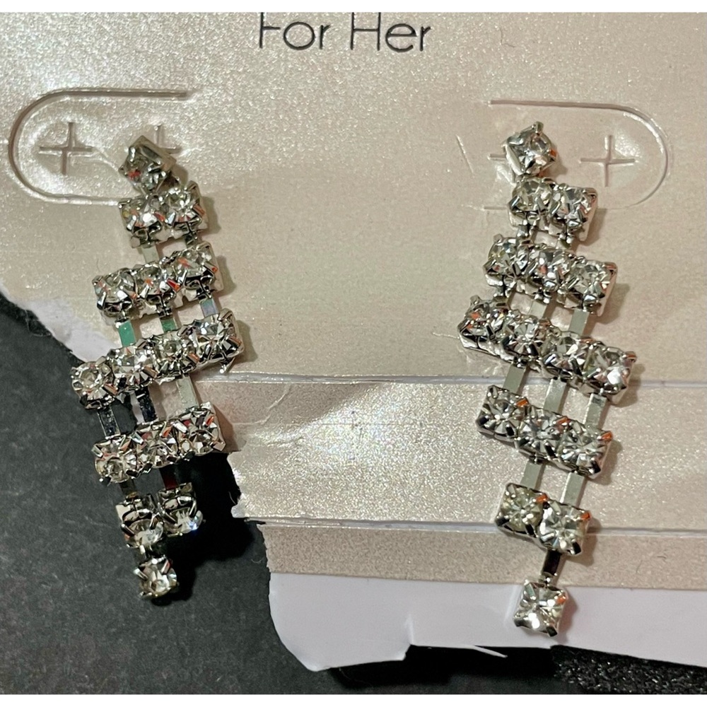 Blush Rhinestone Earrings - Picture 3 of 7